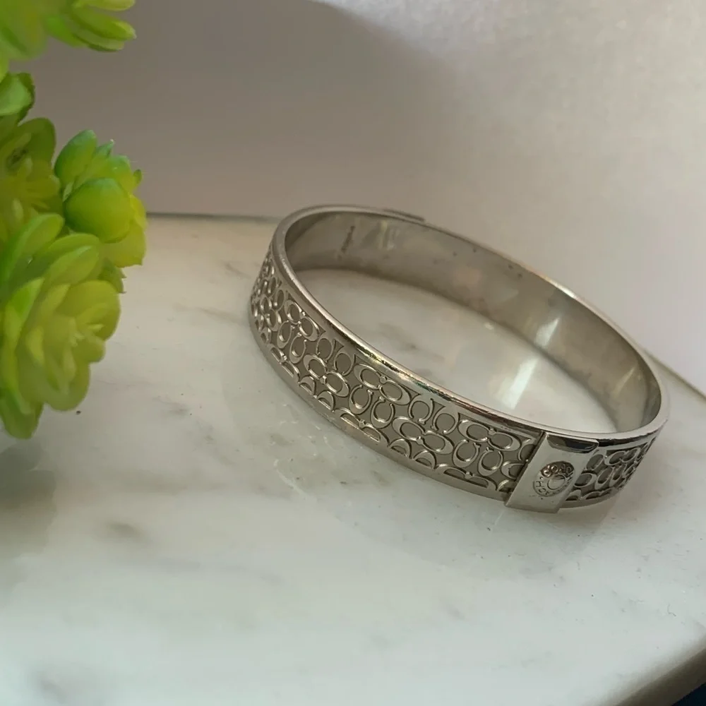Coach Signature silver bracelet for women. Authentic